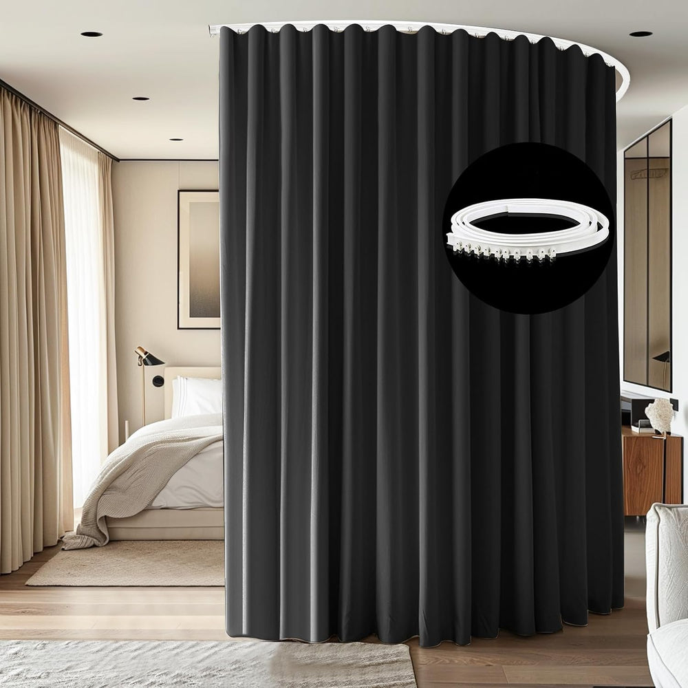 Room Divider Curtains Ceiling Mounted Track Sets Extra Wide Blackout Curtain ...