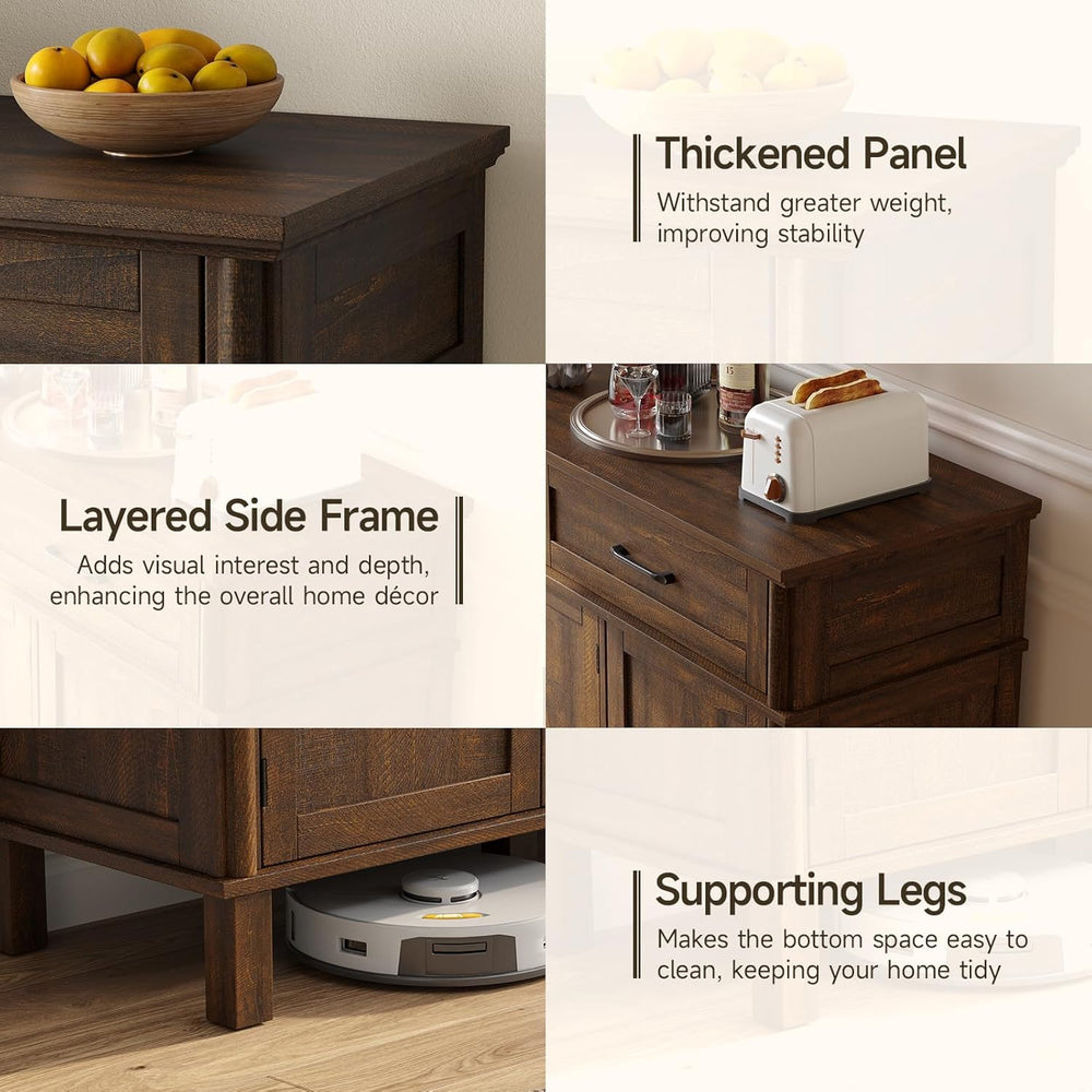 48 Inch Sideboard Buffet Cabinet with Storage, Farmhouse Coffee Bar Cabinet w...