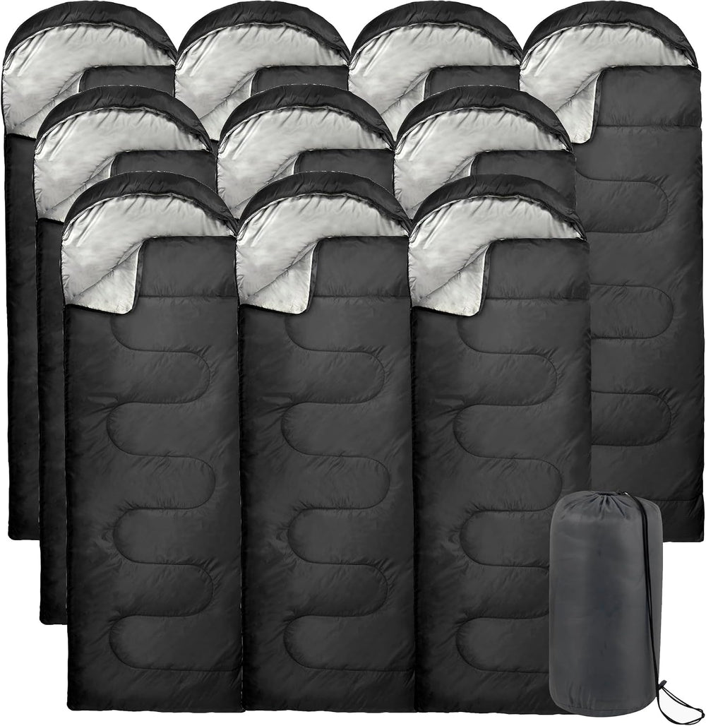 10 Pack Sleeping Bags for Adults Cold Weather Bulk for Homeless People, 4 Sea...