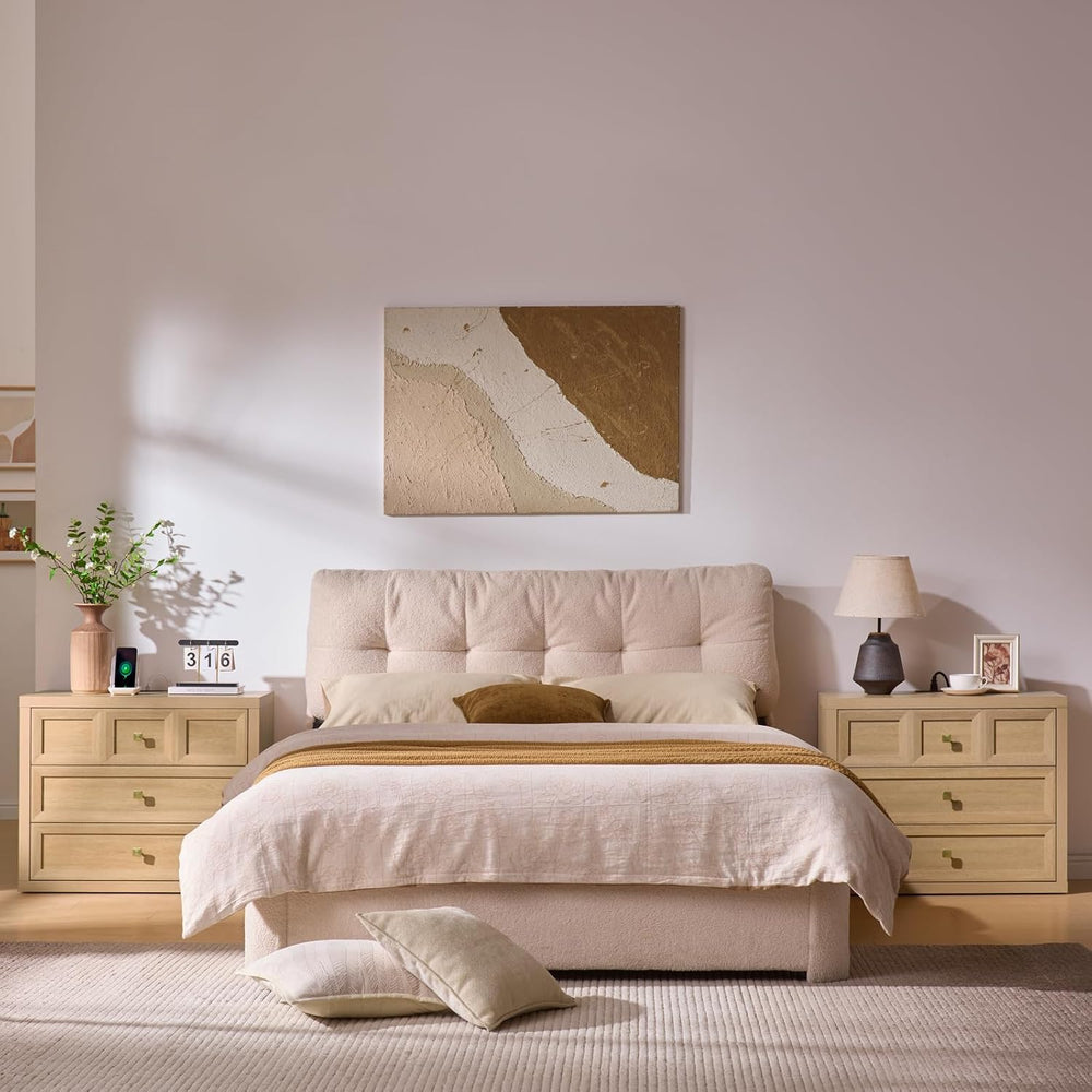 3-Piece Bedroom Set, 6 Drawer Dresser and 3 Drawer King Size Nightstands Set ...