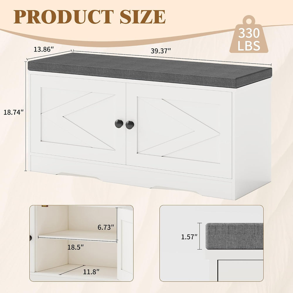 Apicizon Shoe Storage Bench, 2 Tier Entryway Bench with Padded Seat Cushion, ...