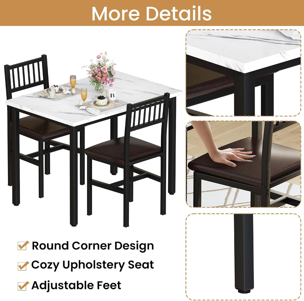 AWQM 3 Piece Dining Table, Small Kitchen Table Set for 2 with Chairs(White) |...