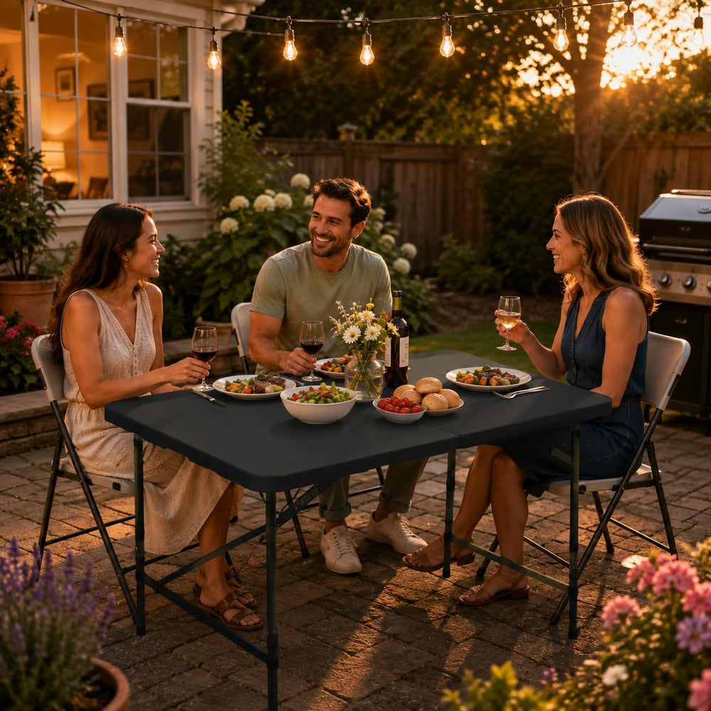 Camp Field 4 FT Plastic Folding Table, Portable Heavy Duty Indoor Outdoor | 4...
