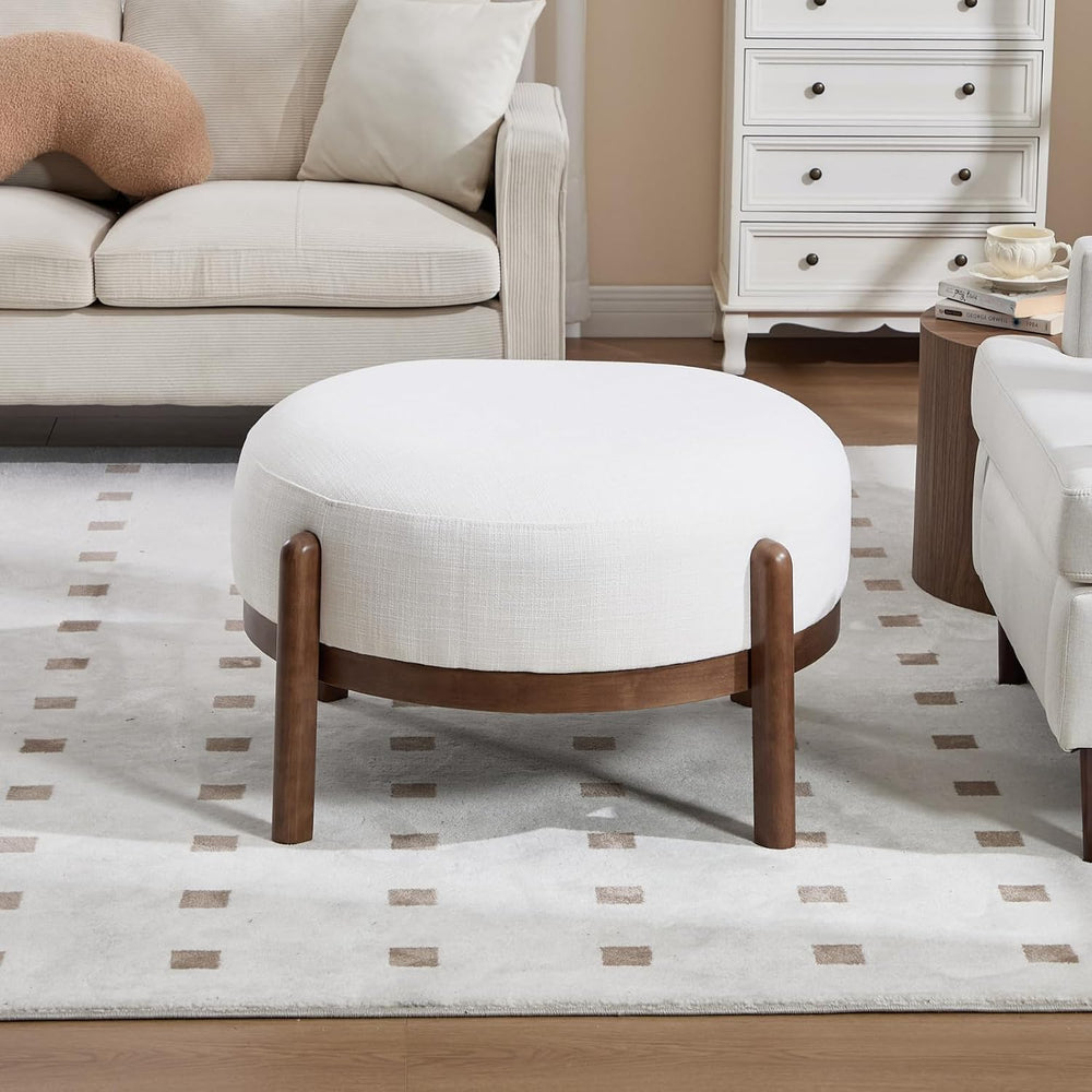 Ya-Home Modern Ottoman, Soft Sherpa Fabric Footrest Bench with Solid Wooden L...