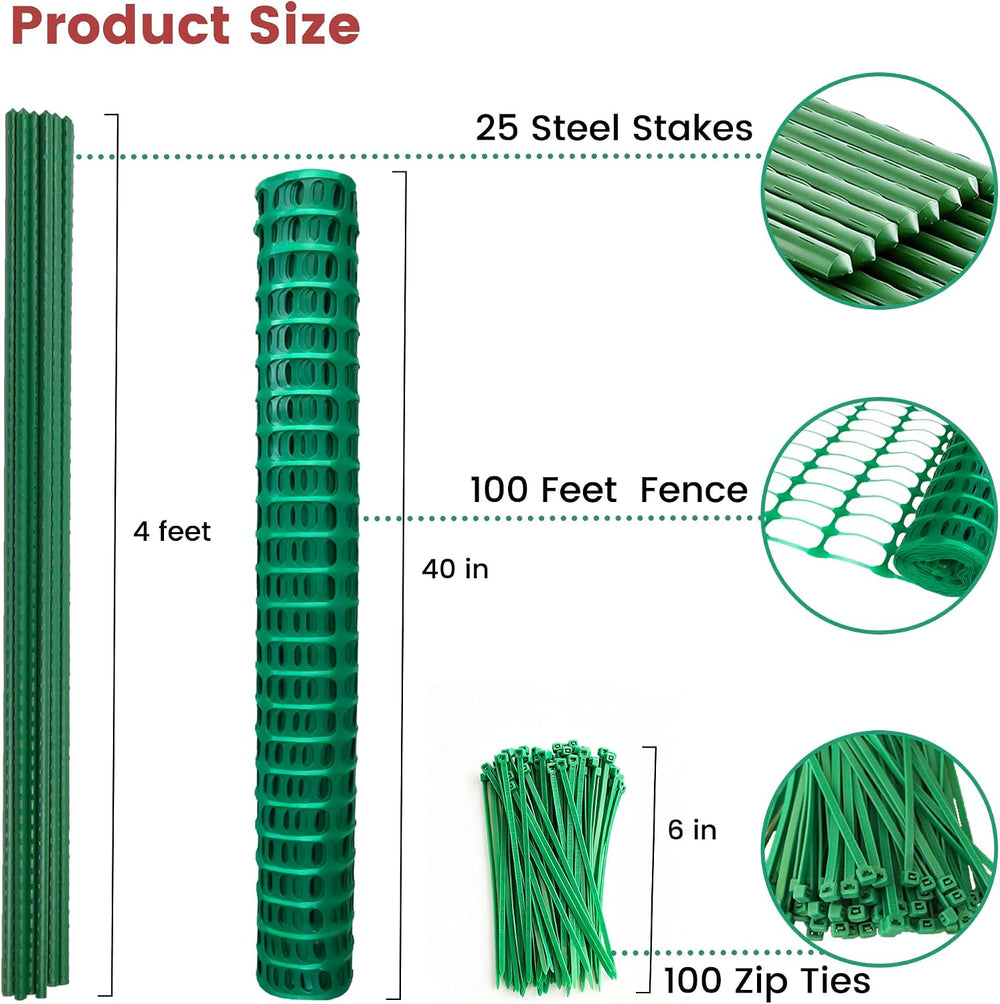 Temporary Plastic Fence 40" x 100' with Posts, Movable Snow Barrier ...