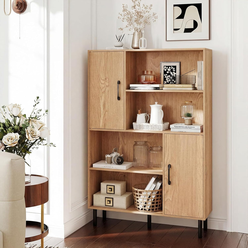 Giantex 47-Inches Storage Cabinet with Doors, Open Shelves, Anti-Tipping Devi...