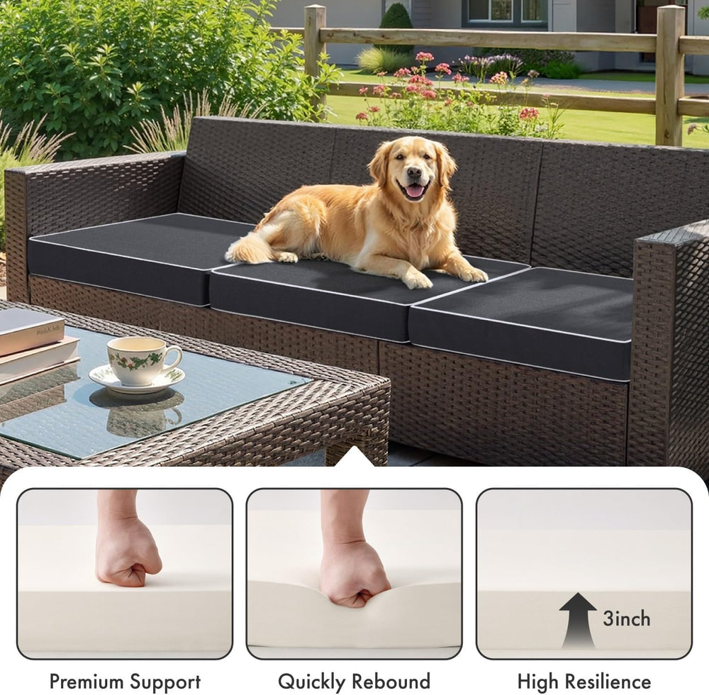 MIULEE Grey Outdoor Chair Cushions 2 Pack, 19x19x3 Inch Waterproof Cushions