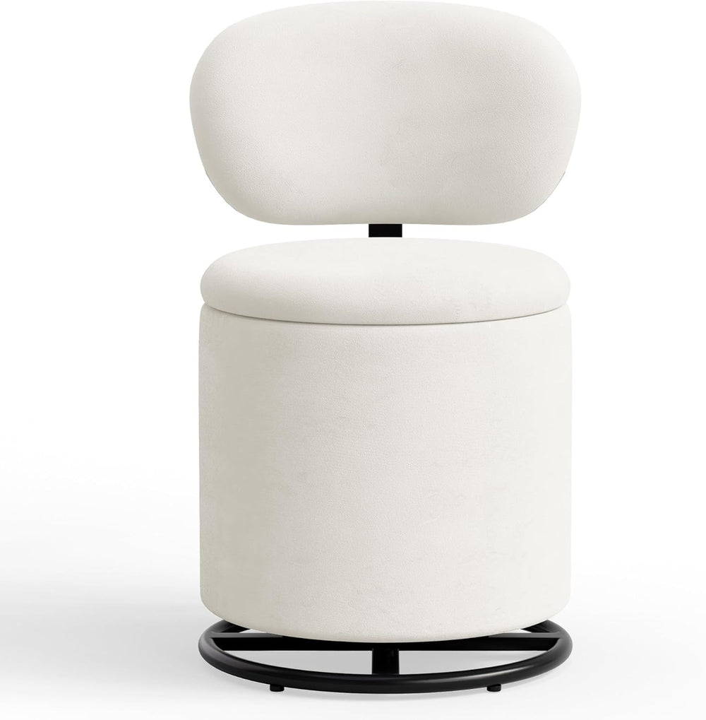 LIVELYGLOW Velvet Vanity Chair with Independent Backrest, 360° Swivel Makeup ...