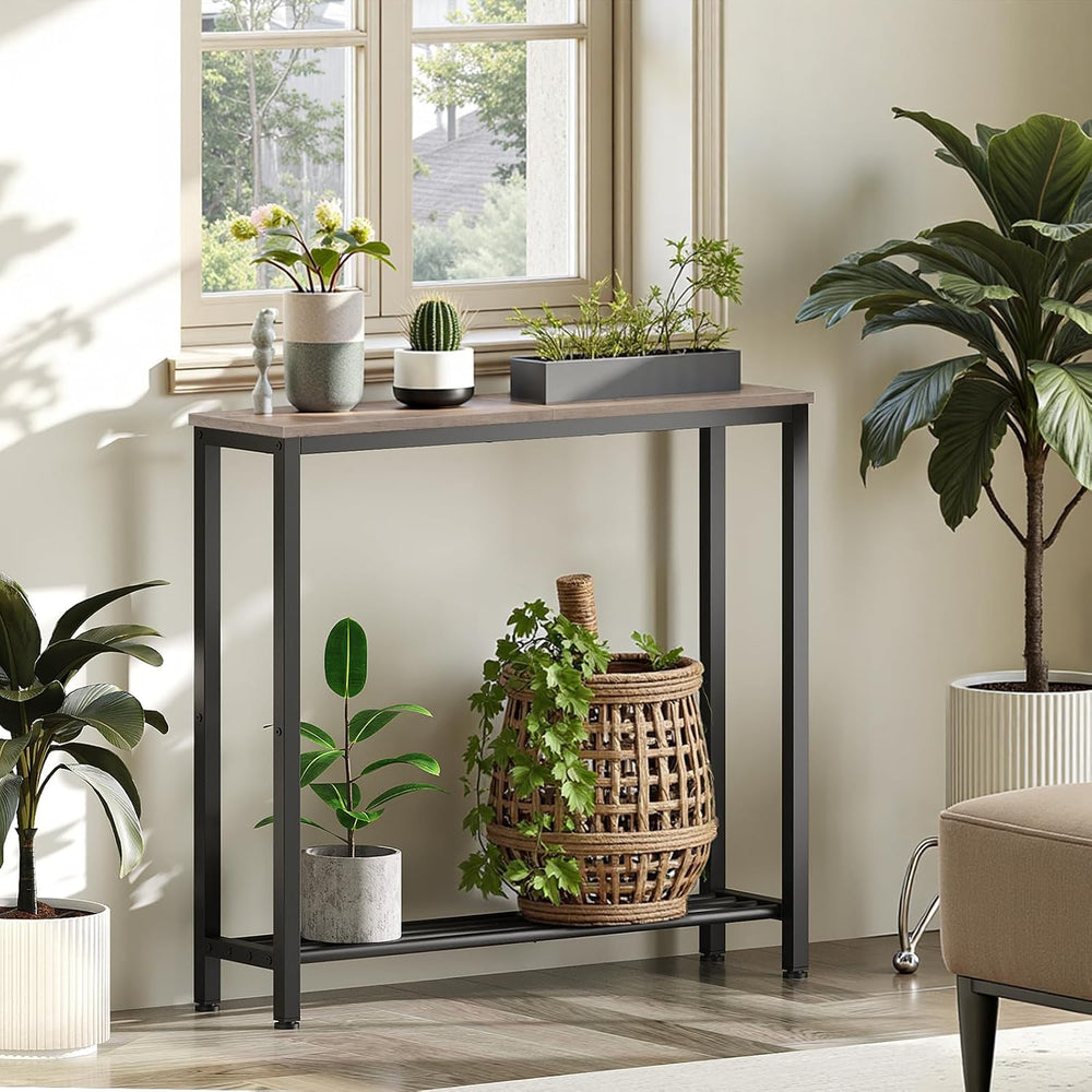 YATINEY Narrow Console Table, 2-Tier Small Sofa Table, 29.5" Thin Entryw...