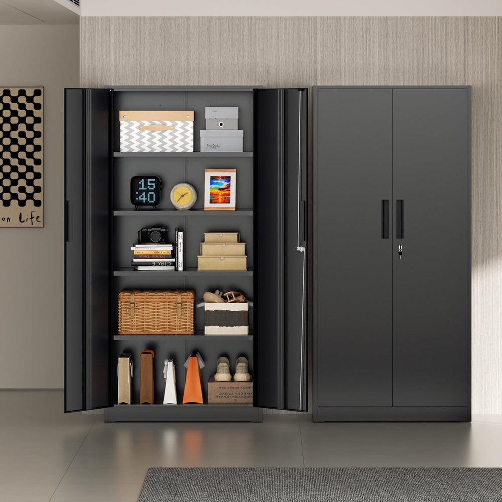 Incbruce 72” Metal Storage Cabinet, Garage Cabinets and Storage System with D...
