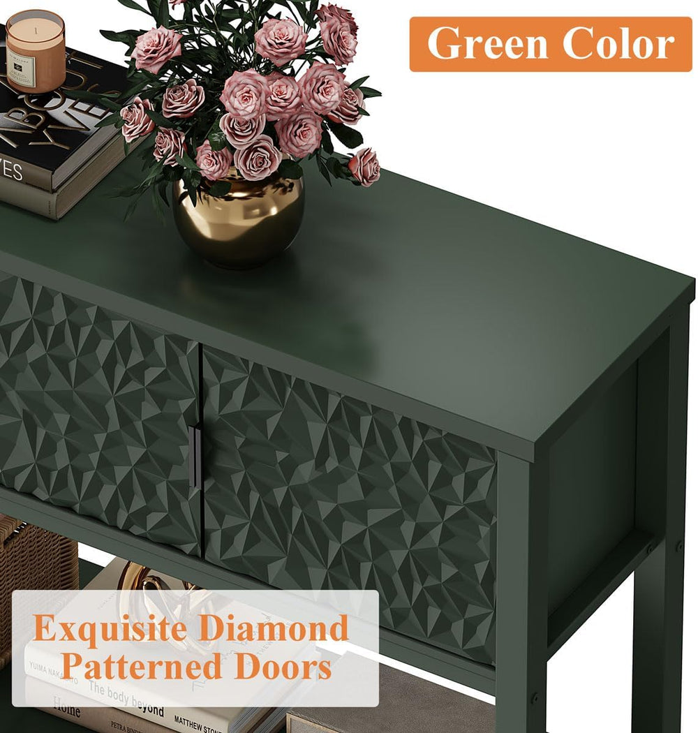 Console Table with Storage, Entryway Sofa Table with Storage and Shelf, Moder...