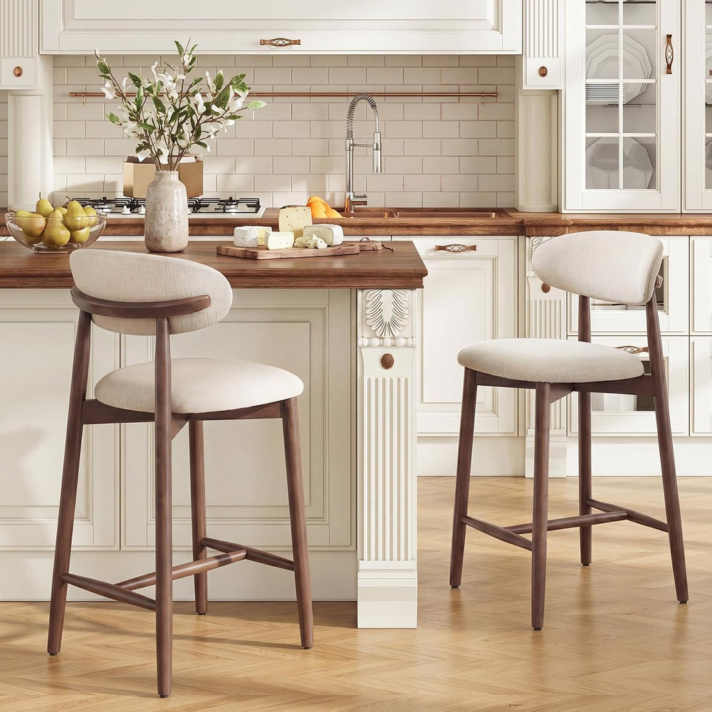 MALOL Counter Height Bar Stools Set of 2, Kitchen Bar Stools with Back, Mid C...