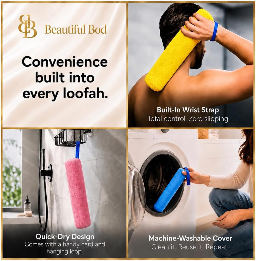 The Destiny Loofah - Patented 13-Inch Exfoliating Back & Body Scrubber fo...