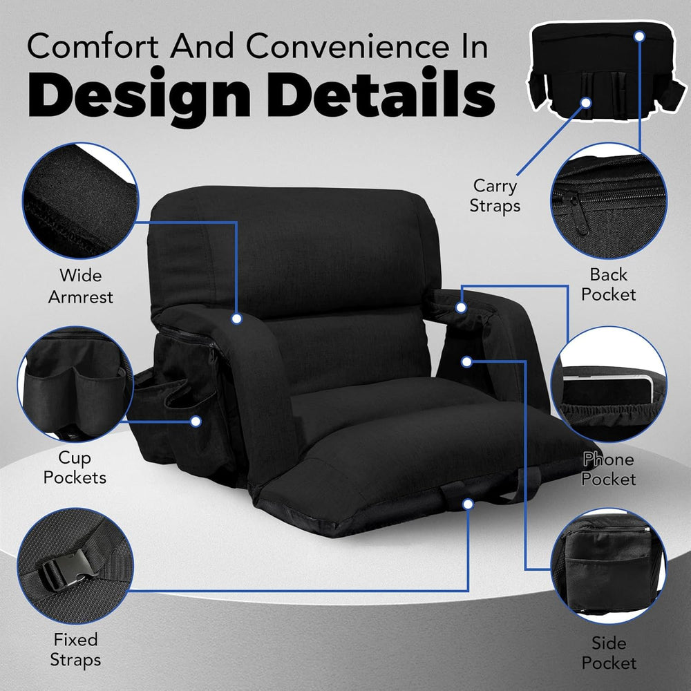 Extra Wide Stadium Seats With Back Support 2 Pack, Exclusive "Sofa Style...