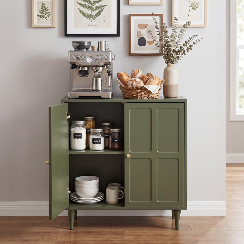 Forest Green Storage Cabinet with 2 Doors and Adjustable Shelf