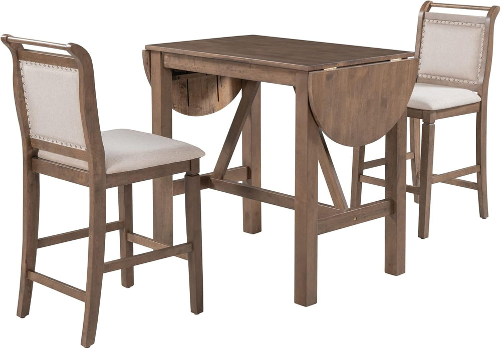 Harper & Bright Designs 3 Piece Counter Height Kitchen Dining Set with Dr...