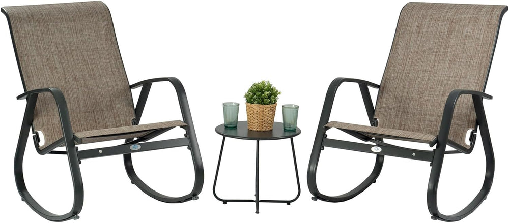 Kozyard 3-Piece Outdoor Rocking Chair Set, Patio Bistro Set with 2 Sling Rock...