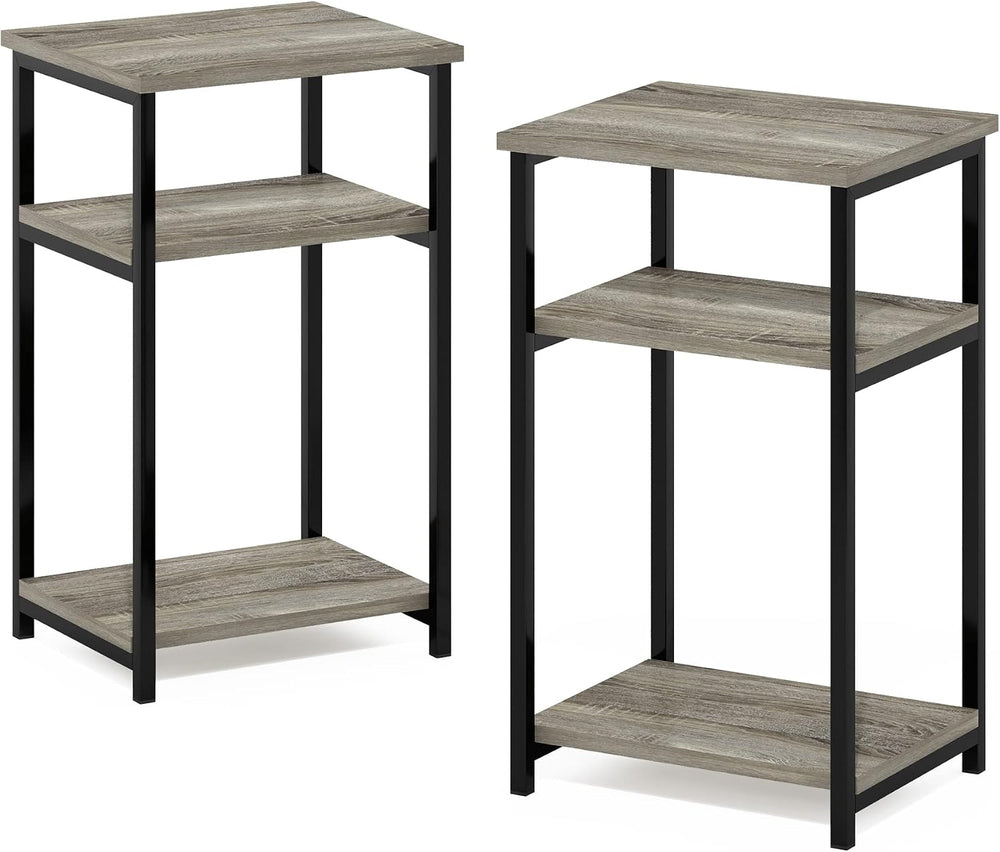 Furinno JUST 3-Tier Telephone Table Set of 2, Modern Metal Frame Side Table w...