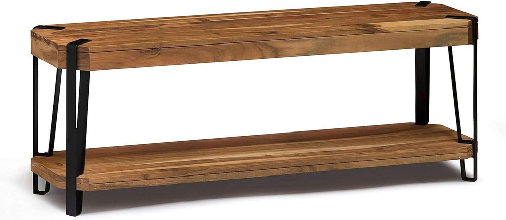 Ryegate 48-Inch Live Edge Acacia Wood & Metal Entryway Bench with Bottom ...