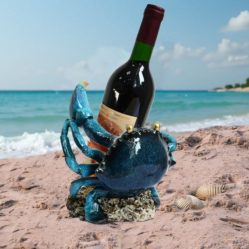 Crab Wine Bottle Holder Countertop Coastal Kitchen Decor Beach Themed | Uniqu...