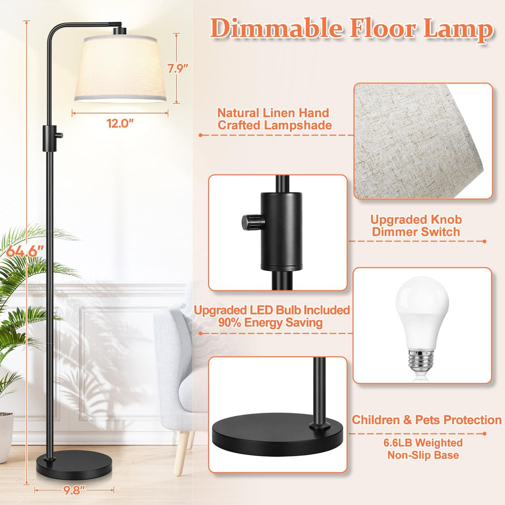Nintiue 【Upgraded】 Dimmable Floor Lamp, 1000 Lumens LED Bulb Included, Arc Fl...