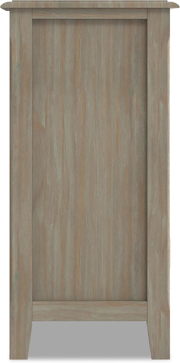 SIMPLIHOME Burlington 30" Wide Solid Wood Cabinet in Distressed Grey