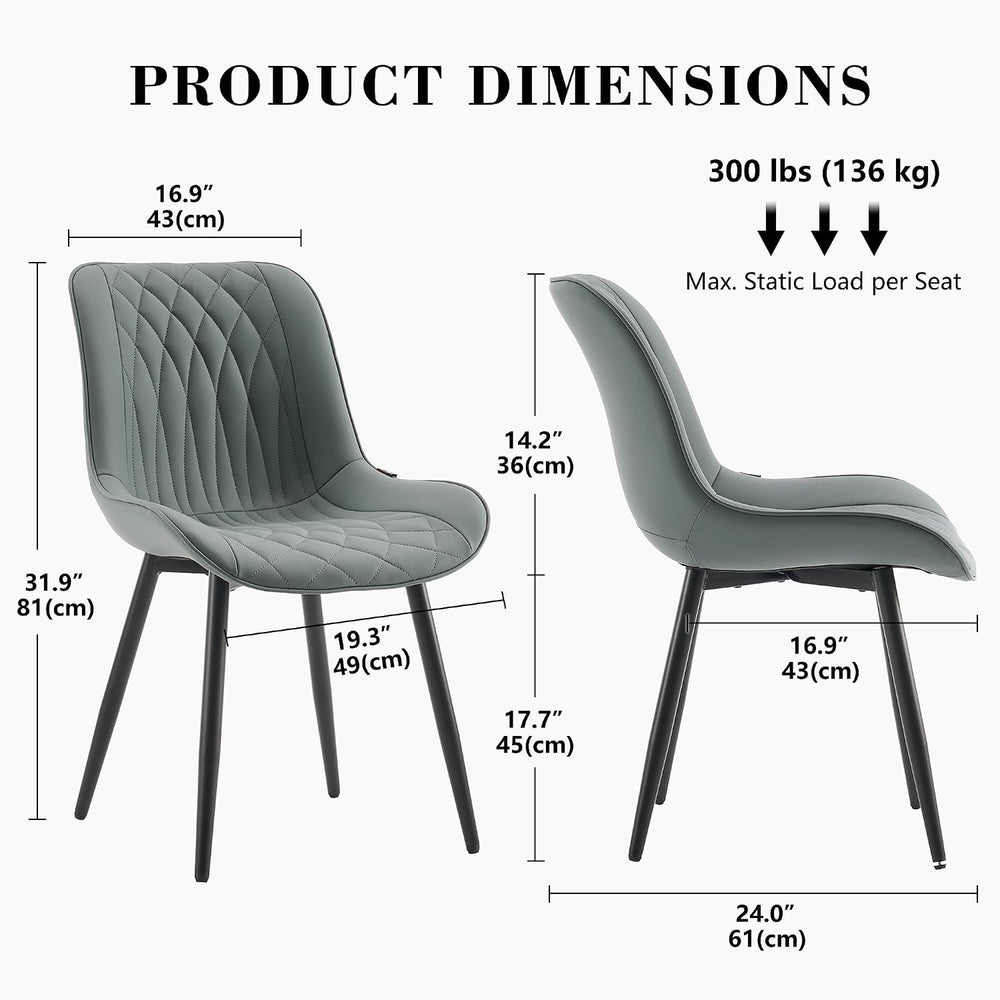 Rowill Dining Chairs Set of 2 Modern Faux Leather Kitchen Chairs with Thicken...