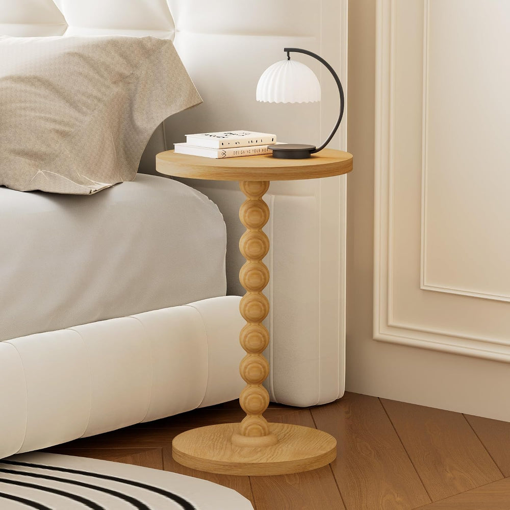 Round Side Table, Drink Table for Small Spaces, Modern Accent Nightstand with...