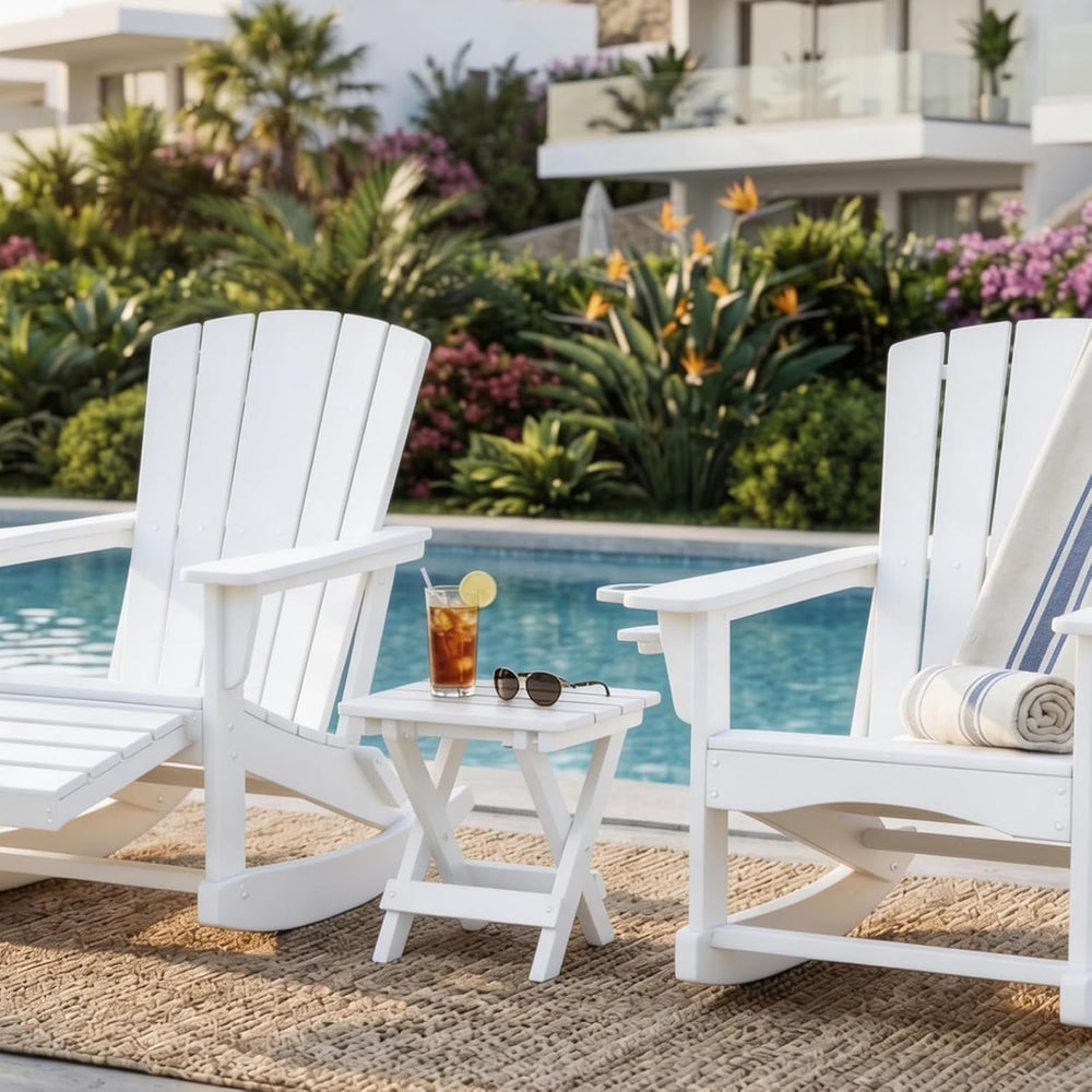 Folding Outdoor Side Table,Small HDPE Patio Table,All-Weather Compact Portabl...