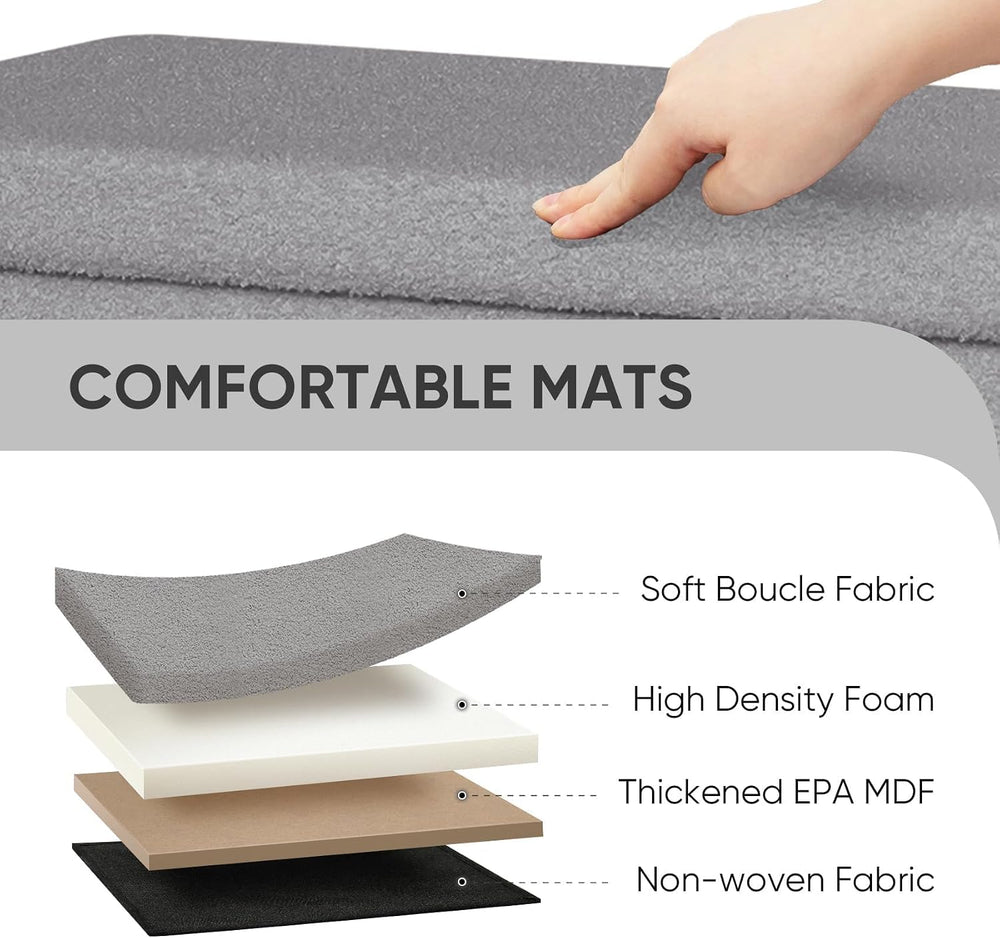 PINPLUS Folding Storage Ottoman Bench, Sherpa Ottoman with Storage, Large Lon...