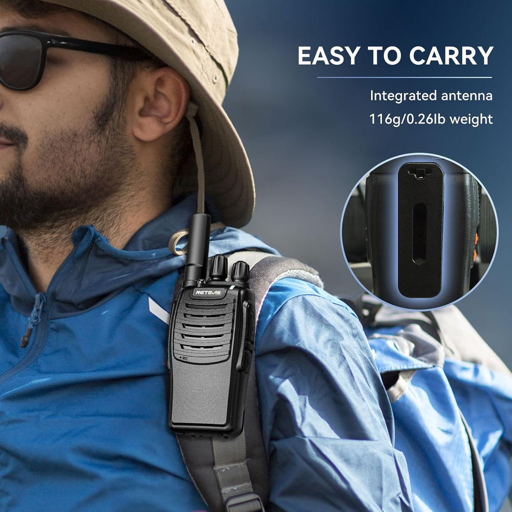 Retevis H-777 Rechargeable Walkie Talkies, Compact 2 Way Radio Flashlight