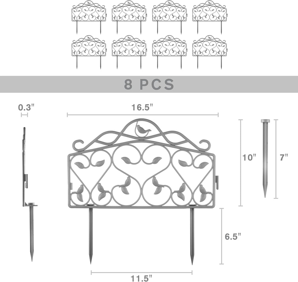 Evelyne Decorative Garden Border Plastic Edging – PP Plastic, Short Metal-Fre...