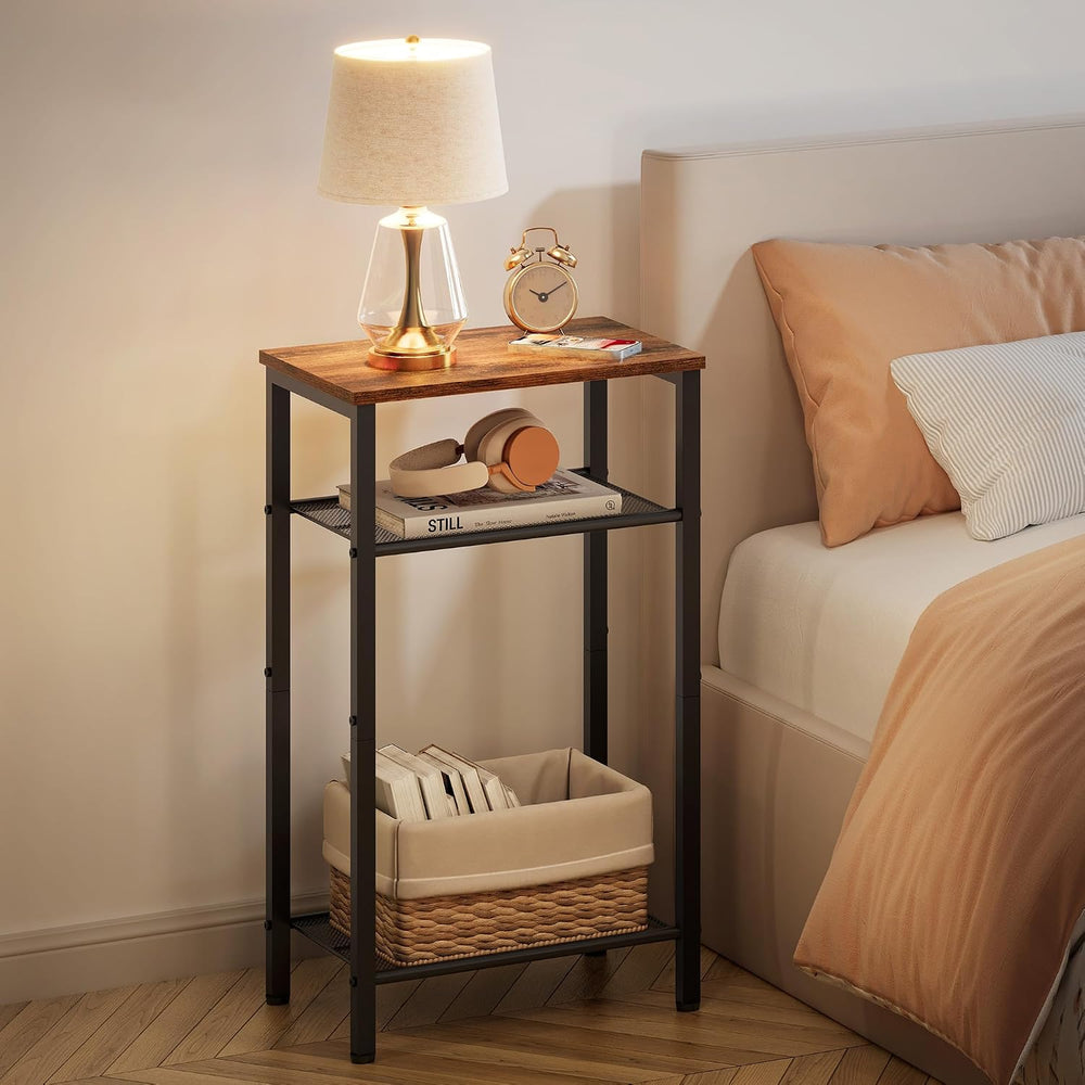 Hoctieon 2-Set 3 Tier End Table, Telephone Table Set of 2, Tall Side Table wi...
