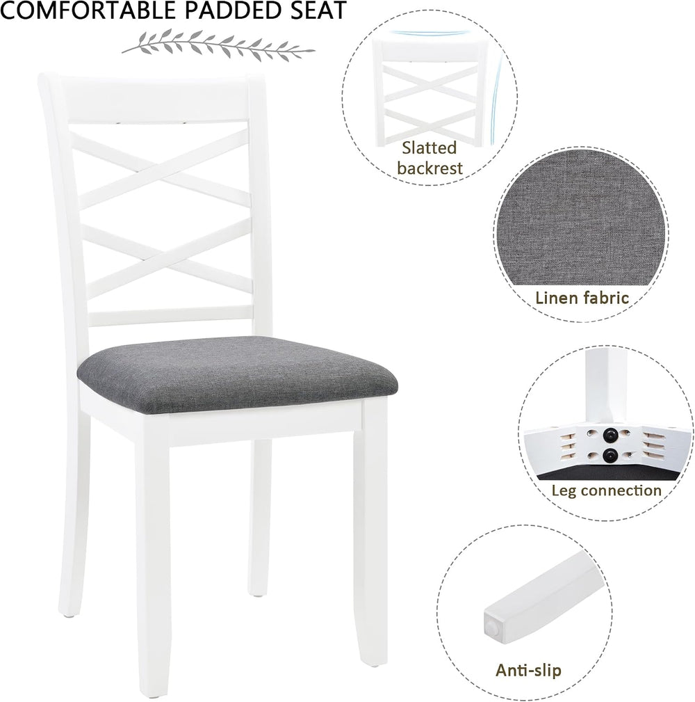 Merax 6-Piece Modern Dining Table Set with Chairs and Bench, Wood Kitchen Tab...