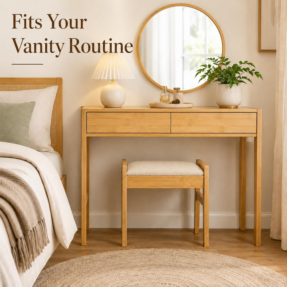 BAMBOOHOMIE Foot Stool Ottoman, Modern Vanity Stool Chair for Makeup with Rem...