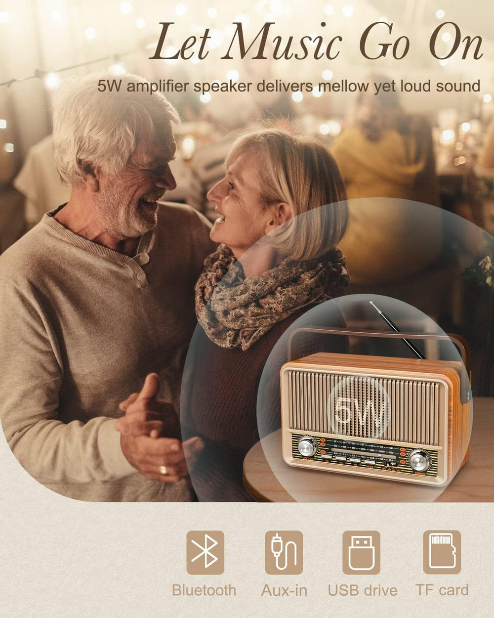 PRUNUS J-120 Radio Portable AM FM, Gifts for Mom Father, Plug in Wall