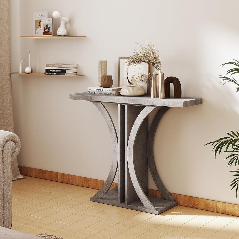 GIANTEX 40" Narrow Console Table, Industrial T-Shaped Entryway Table | S...