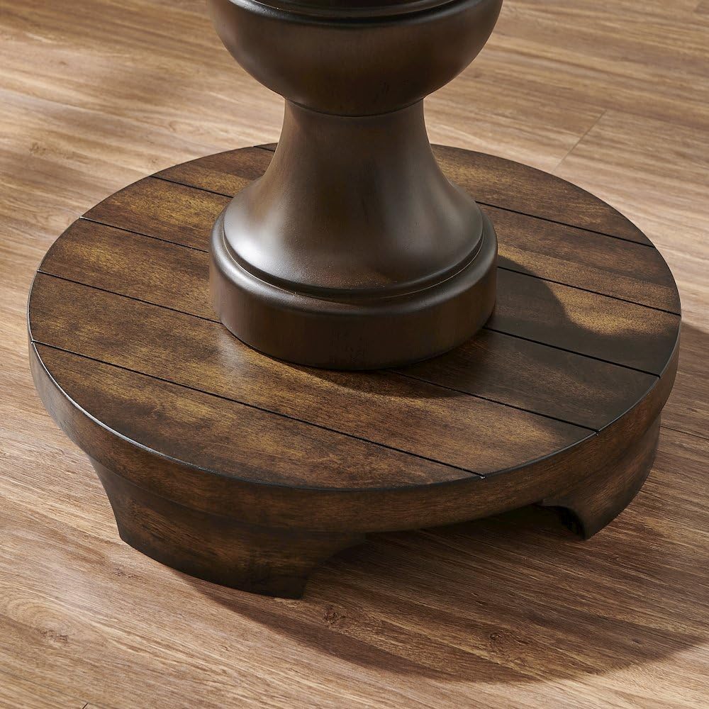 Roundhill Furniture Caesar Traditional Round Pedestal End Table, Espresso