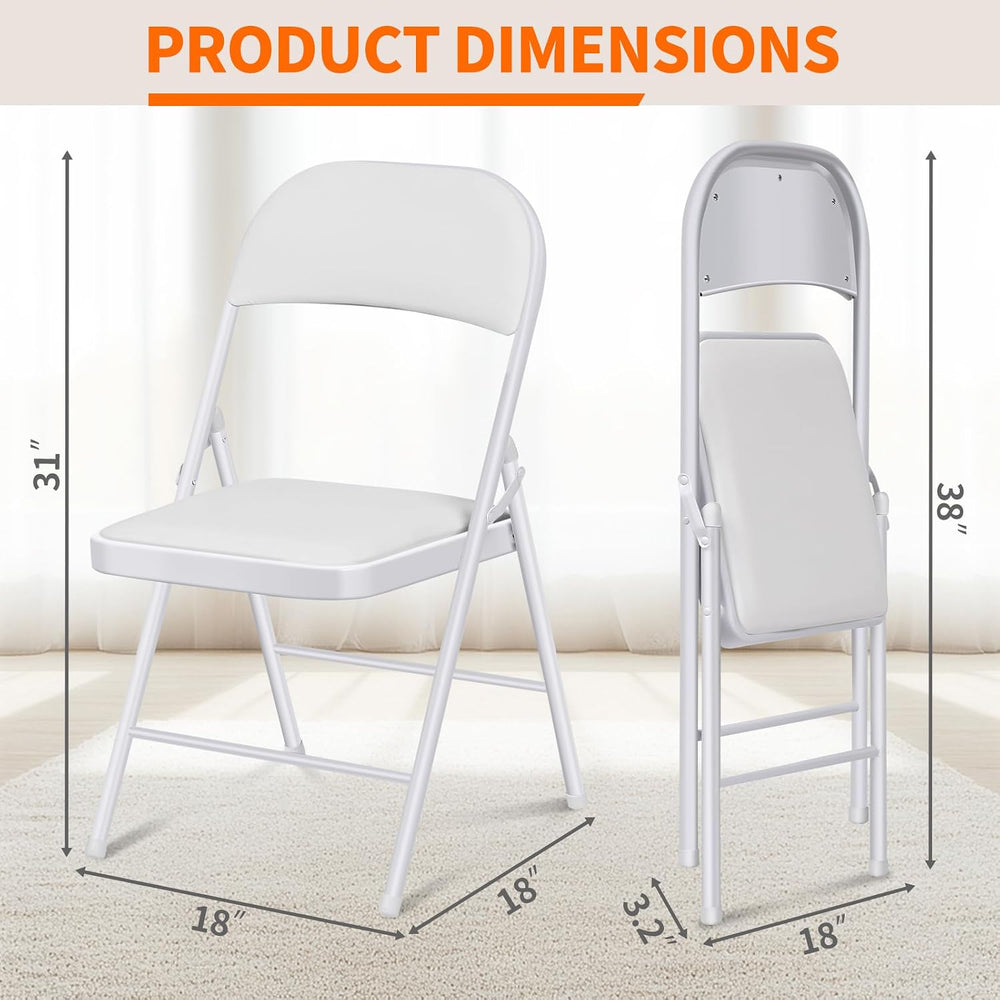 2 Pack Folding Chairs with Cushion Padded - Metal Chairs w/Comfortable Seats ...