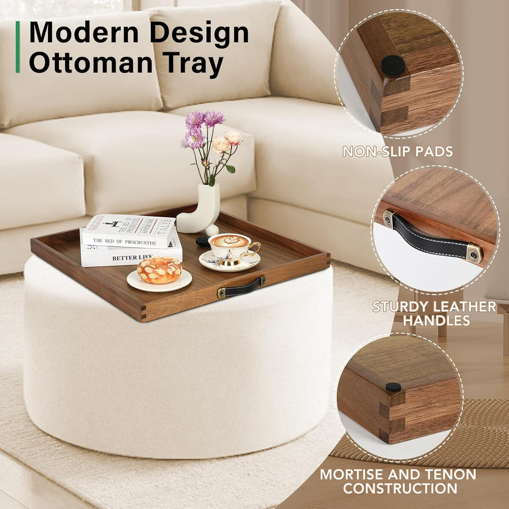 Joy&Grace Extra Large Square Ottoman Tray for Living Room Coffee Table 21...