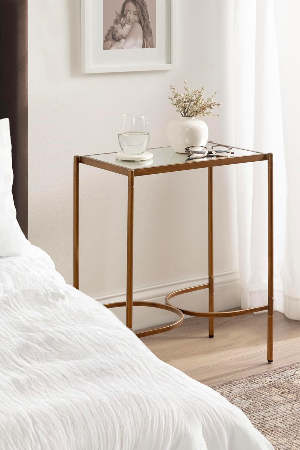 Kate and Laurel Catriona Modern Glam Metal Skinny Side Table, 19 x 11 x 24, G...