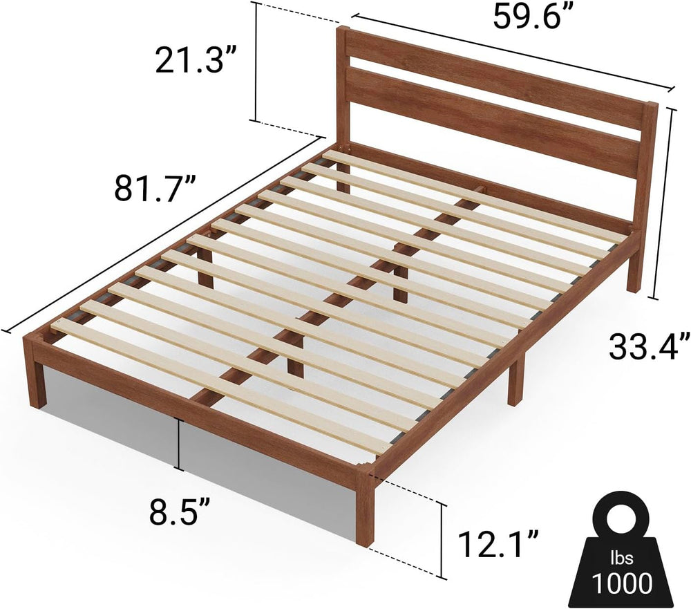 LIFEMENT Queen Bed Frame with Headboard Classic Wood Platform, Noise Free, Un...