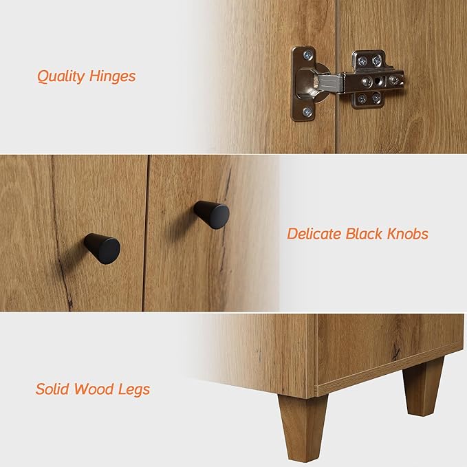 WAMPAT TV Stand Cabinets for TVs up to 75 Inches, 2-in-1 Wood Entertainment C...