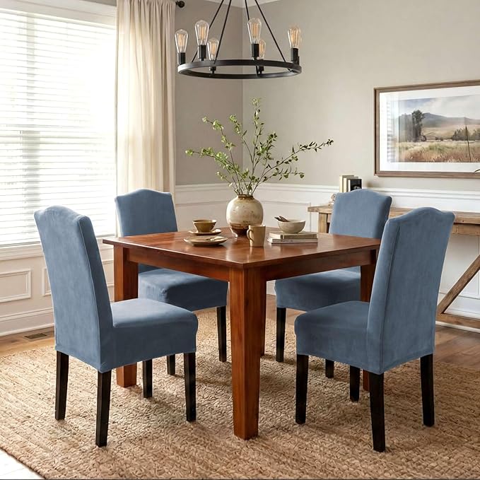 H.VERSAILTEX Velvet Dining Chair Covers Stretch Chair Covers for Dining Room ...