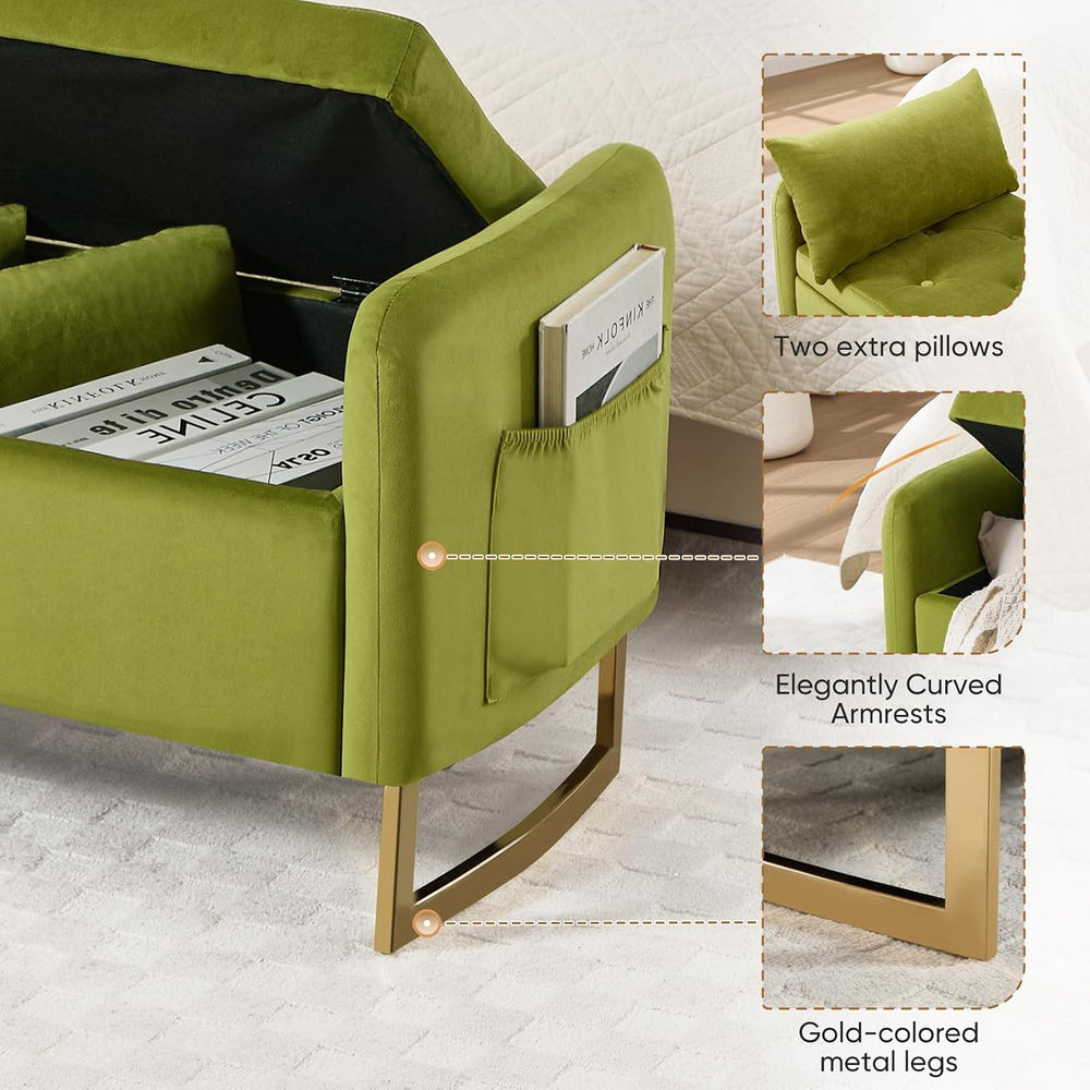 48" End of Bed Bench, Modern Storage Benches with Button-Tufted, Velvet ...