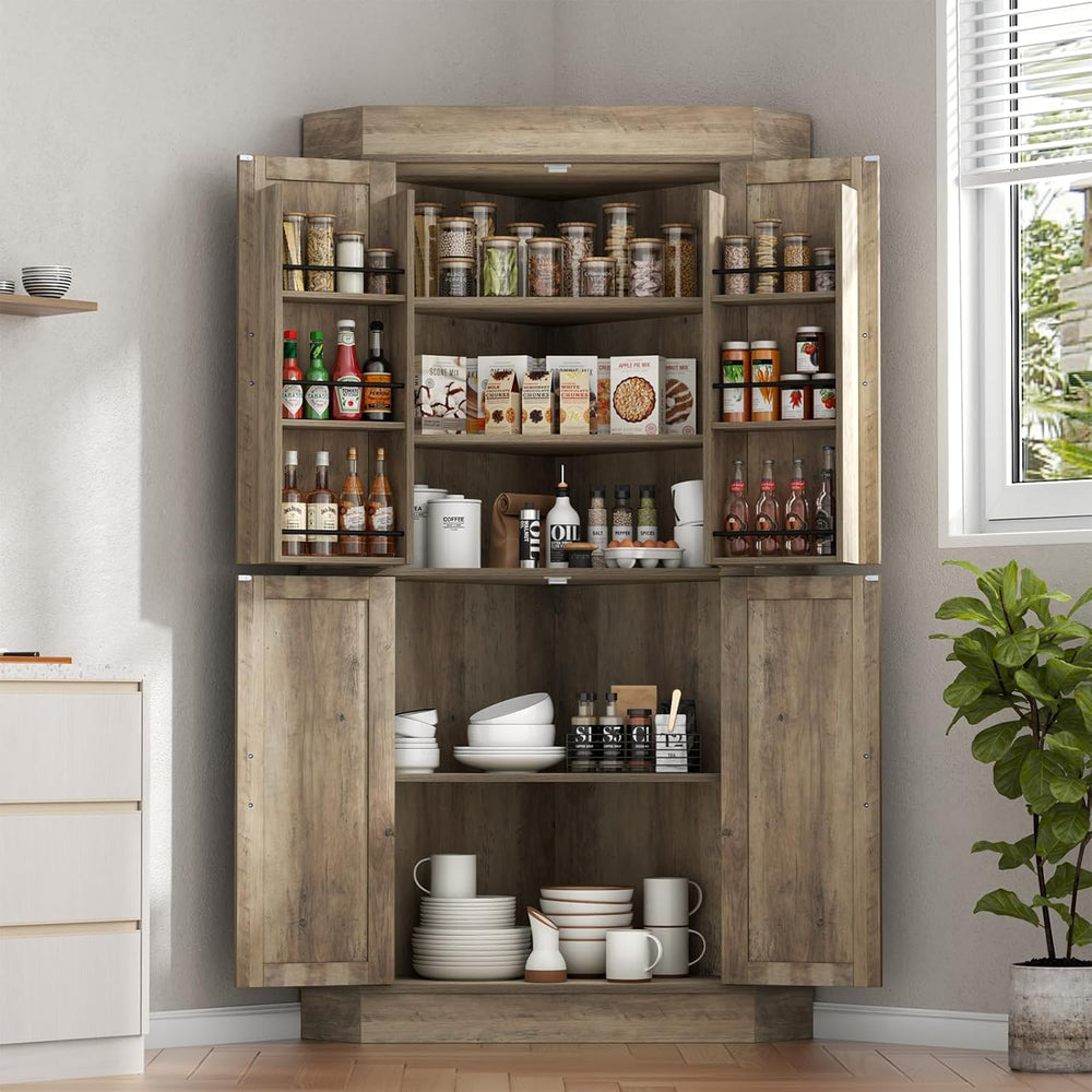 Gyfimoie Corner Cabinet,Kitchen Pantry Storage Cabinet,Freestanding Buffet Hu...