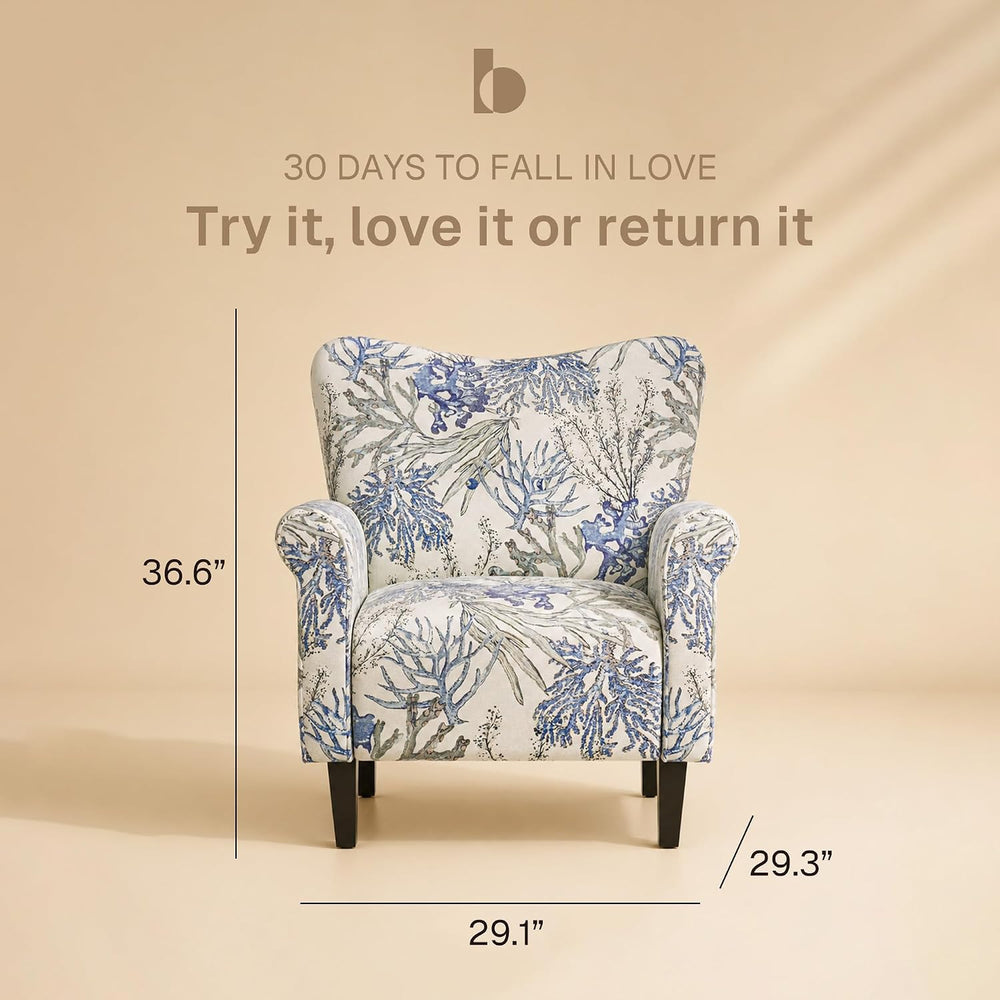 BELLEZE Modern Accent Chair for Living Room, High Back Linen Armchair with Wo...