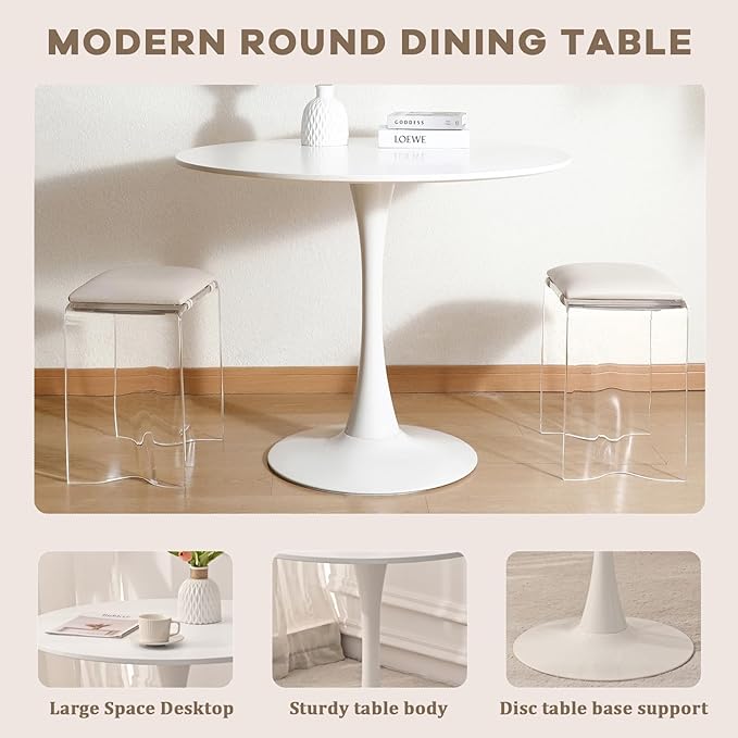 3-Piece 31.5" Round Dining Table Set for 2 with Upholstered Chairs – Spa...