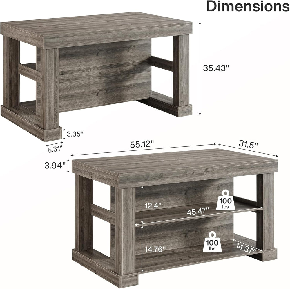 Tribesigns Rectangular Bar Table, High Top Pub Table with 3 Shelves
