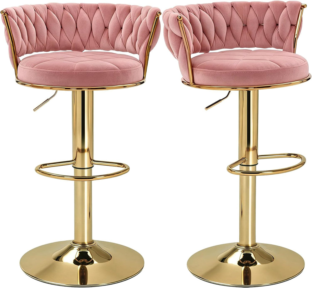 VECELO Bar Stools Set of 2, Adjustable Barstools Counter Height Stools with B...
